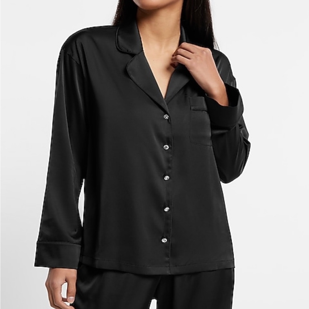 Express  black Satin Rhinestone pajama set size L